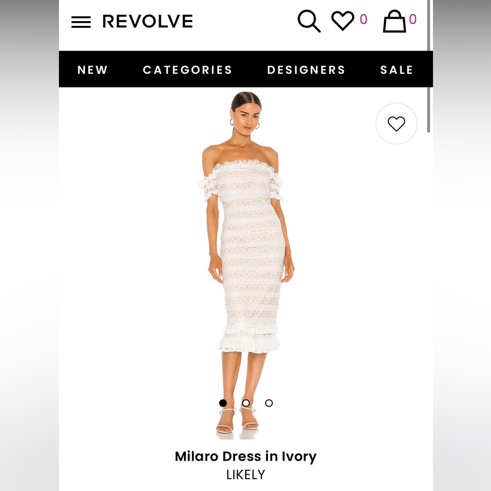 Revolve: Likely. Milaro dress in Ivory. Size 8